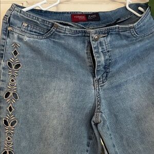 VINTAGE Younique Light Blue Skinny Bootcut Jeans with Cutout Design